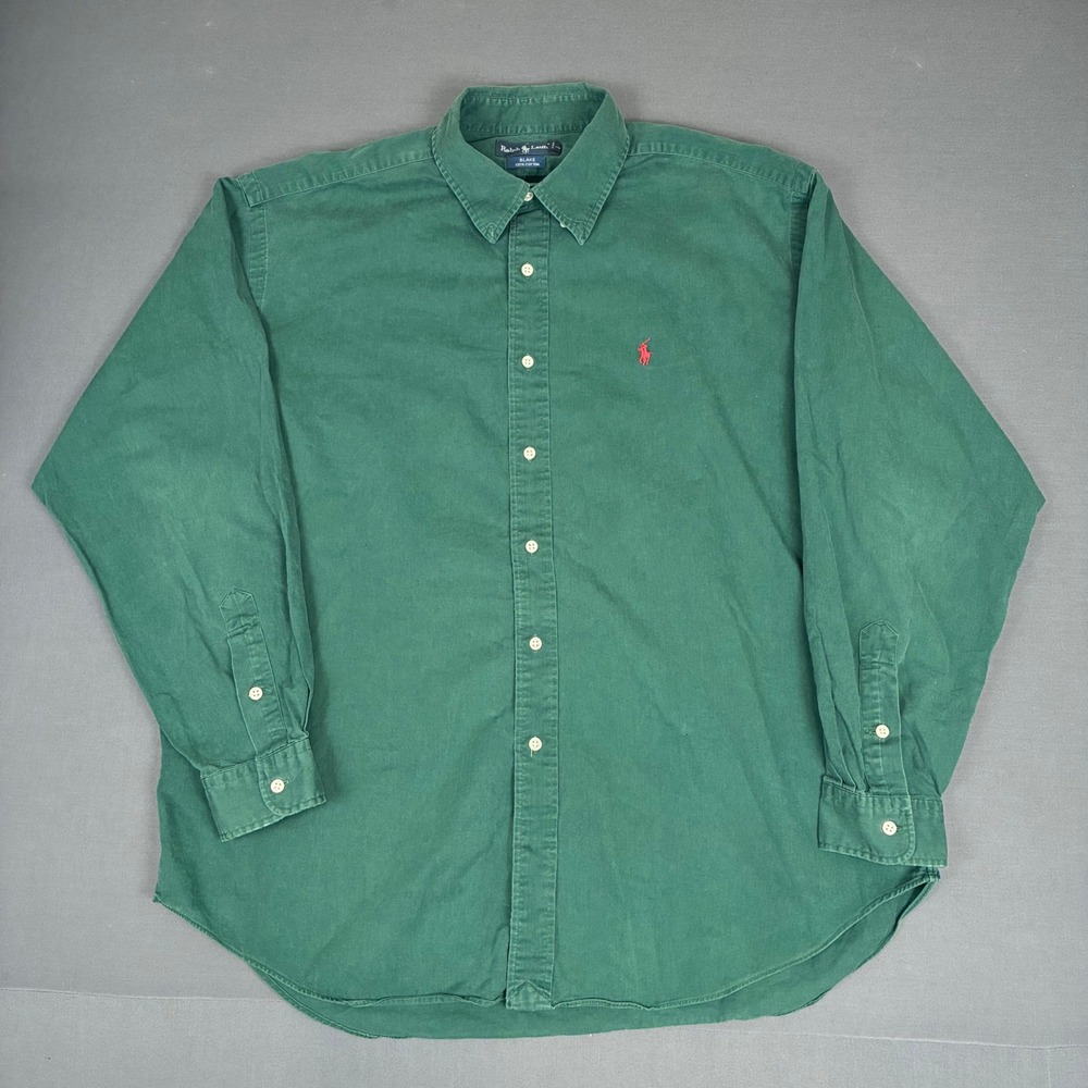 Ralph Lauren Blake Long Sleeve Button Down Shirt Men's Size XL Green OVERSIZED - Picture 2 of 7
